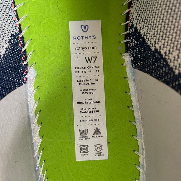 Rothy's The Lace Up Sneaker Knit Fabric Navy Orange Size 7 Limited Edition - Picture 12 of 12